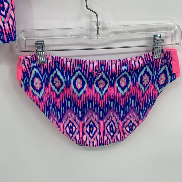 Justice Swimsuit Tankini Top Bikini Bottom Ruffle Front Sides 14 1/2 - Picture 7 of 7